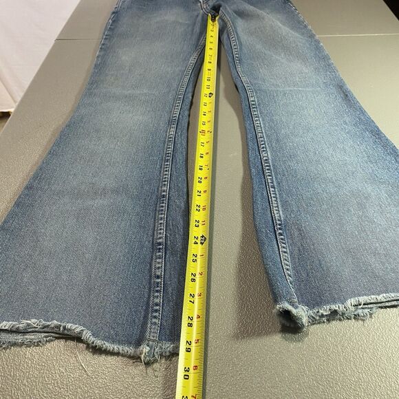 Vintage LEI Jeans Low Rise Flare Button Fly Raw Hem Denim Y2K 90s Womens 10 Blue - Picture 8 of 8